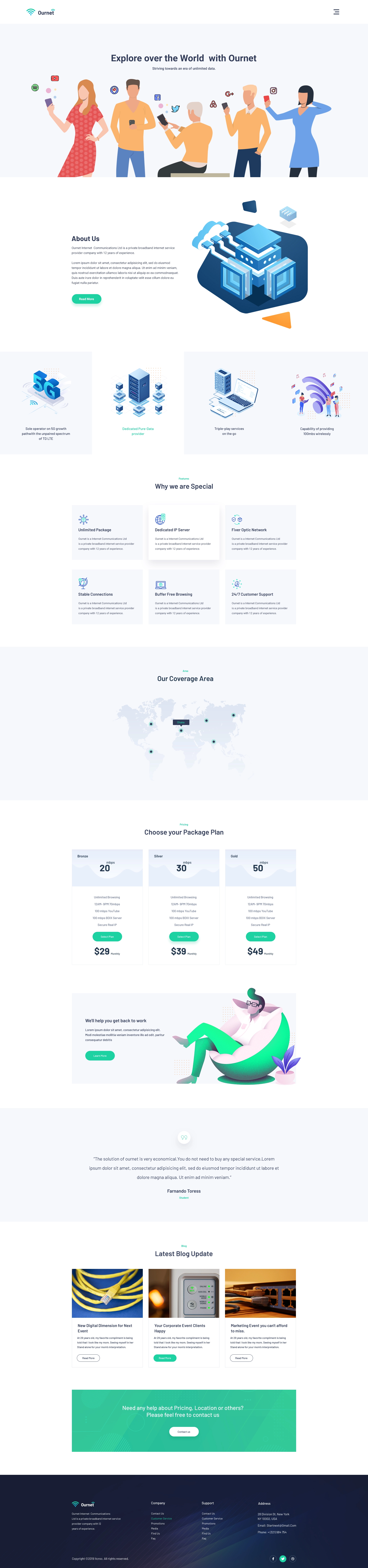 Ournet – Free One Page Internet Service Provider PSD Index Banner