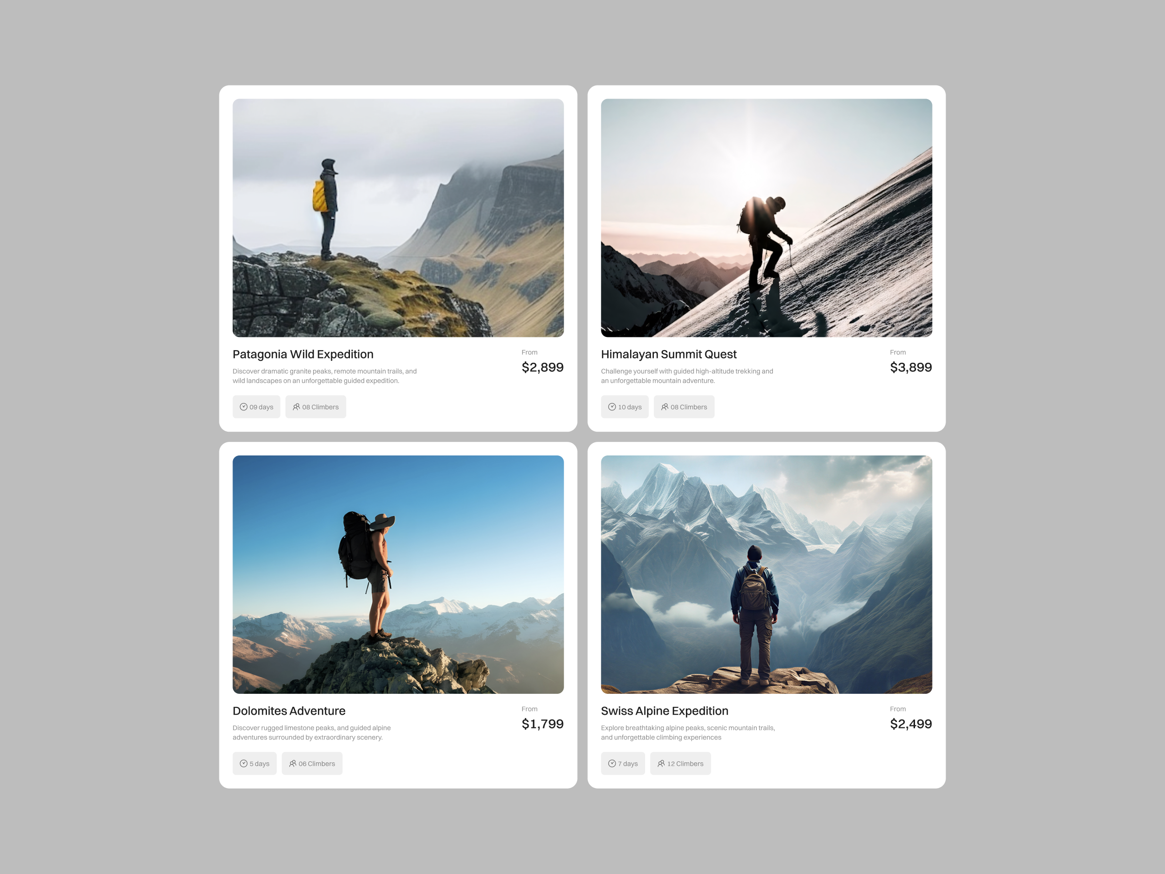 Avora dark climber stories section on a tilted monitor, with the A shaped logo masking a photograph of a climber facing an icy wall, lime marquee text and a 4.9 out of 5 rating badge.